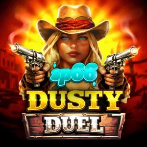 Tampilan visual slot Dusty Duel dengan tema Wild West